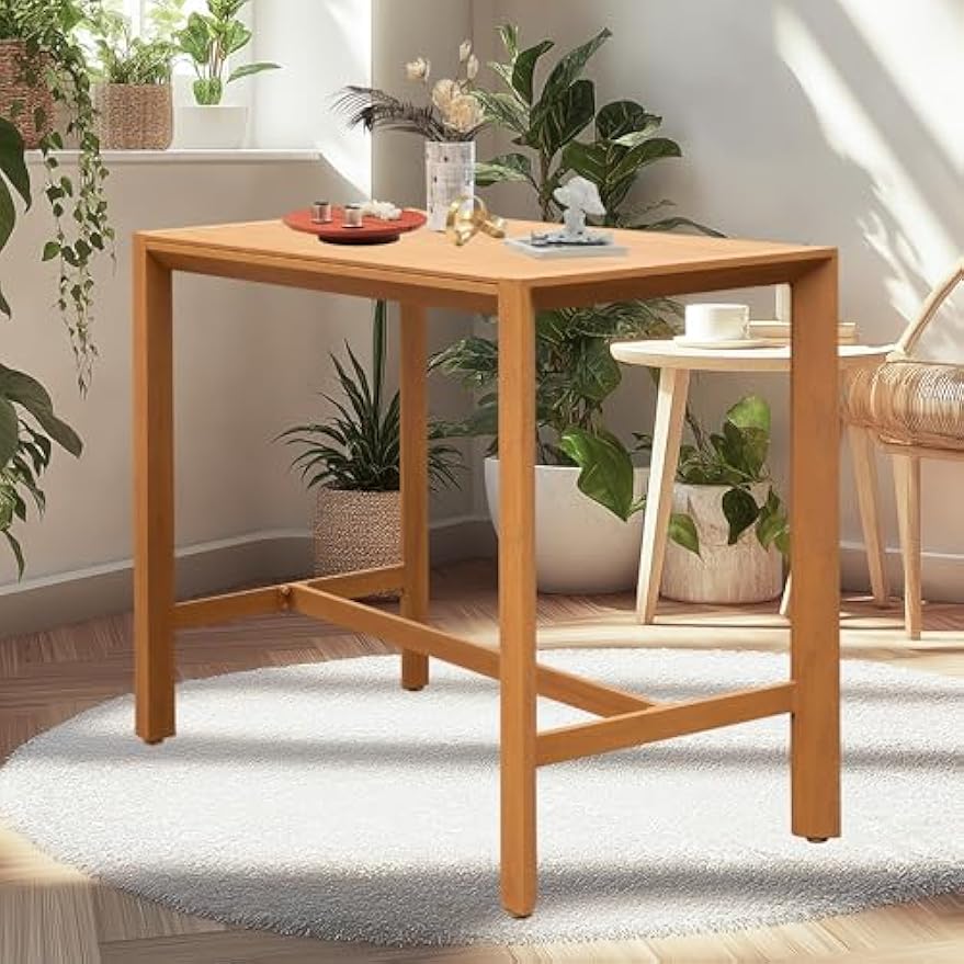 Domi Outdoor Bar Table, Patio Counter Bar Height Table Weather Resistant Waterproof for Garden, Yard, Balcony, Poolside, Indoor Use