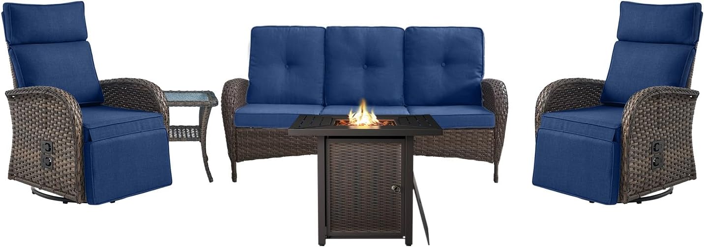 Dual-Adjust Outdoor Swivel Recliner Chair – Reclining Patio Chair with Adjustable Backrest and Footrest, All-Weather Wicker Chaise Lounge Chair Outdoor for Pool Deck Brown (Upgraded 2.0)