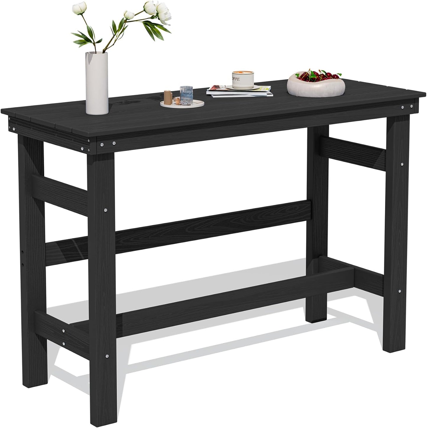 SERWALL 41" Outdoor Bar Table, All Weather HDPE Patio Bar Counter Height Table, Rectangle Patio Bar Table for Outside, Garden, Backyard, Balcony, Poolside, Grey