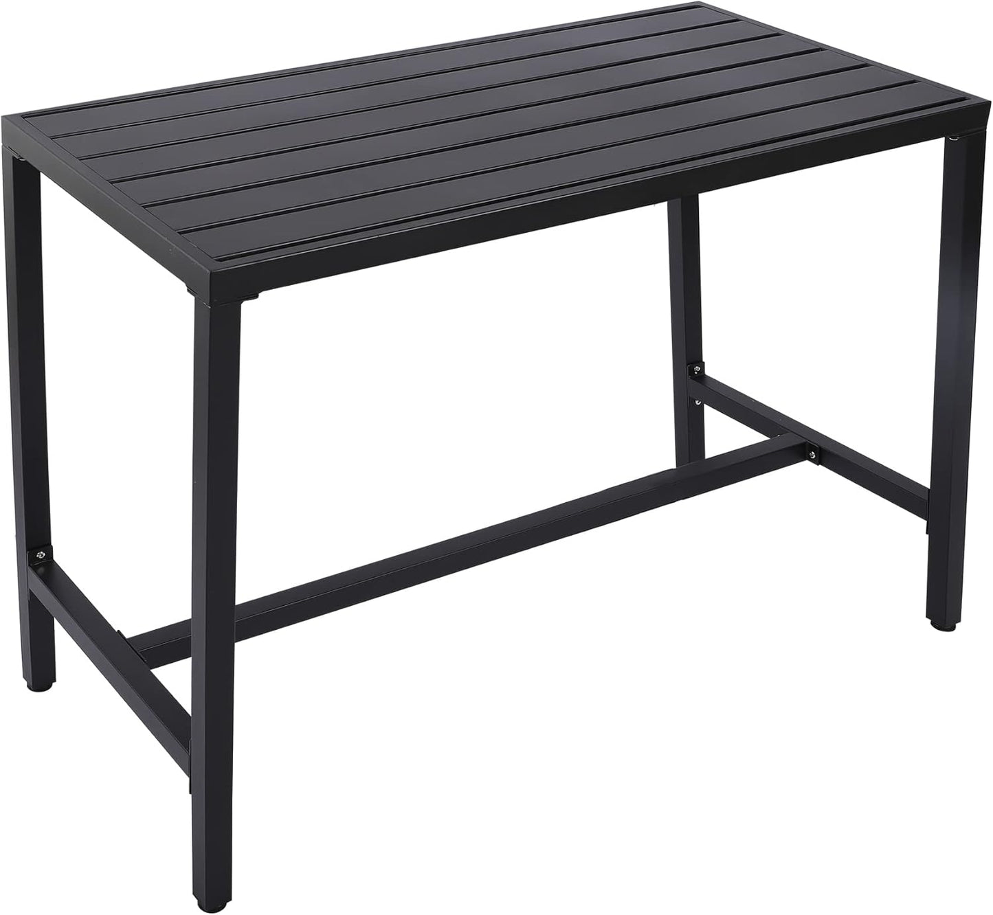 Outdoor Bar Table, Patio Console Pub Height Table with Powder Coated Steel Frame, Weather Resistant Waterproof Top for Hot Tub, Balcony, Garden, Yard, Poolside