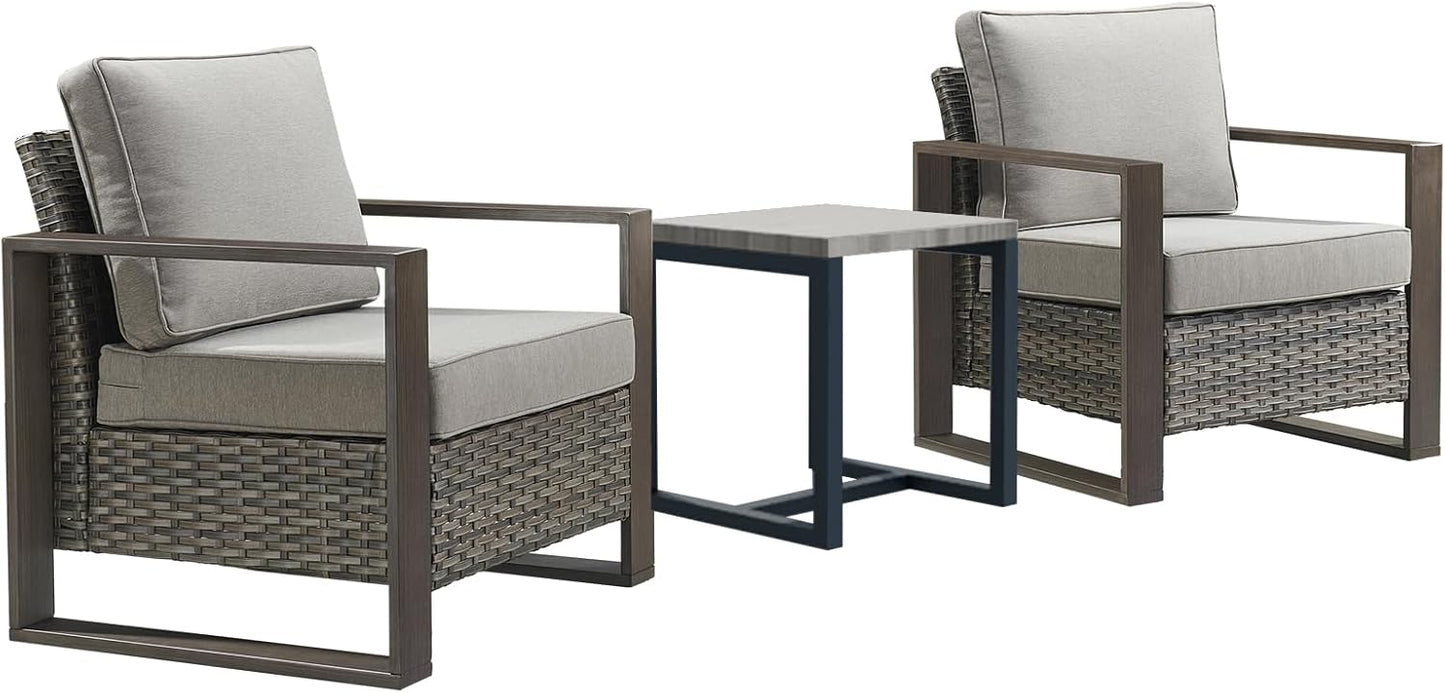 Outdoor Patio Swivel Rocker Chairs - Wicker Rattan Patio Swivel Rocking Chairs Set of 2 with Metal Wide Armrest, Thick Cushions and Deep Seating for Deck Porch Sunroom Garden(Brown/Grey)