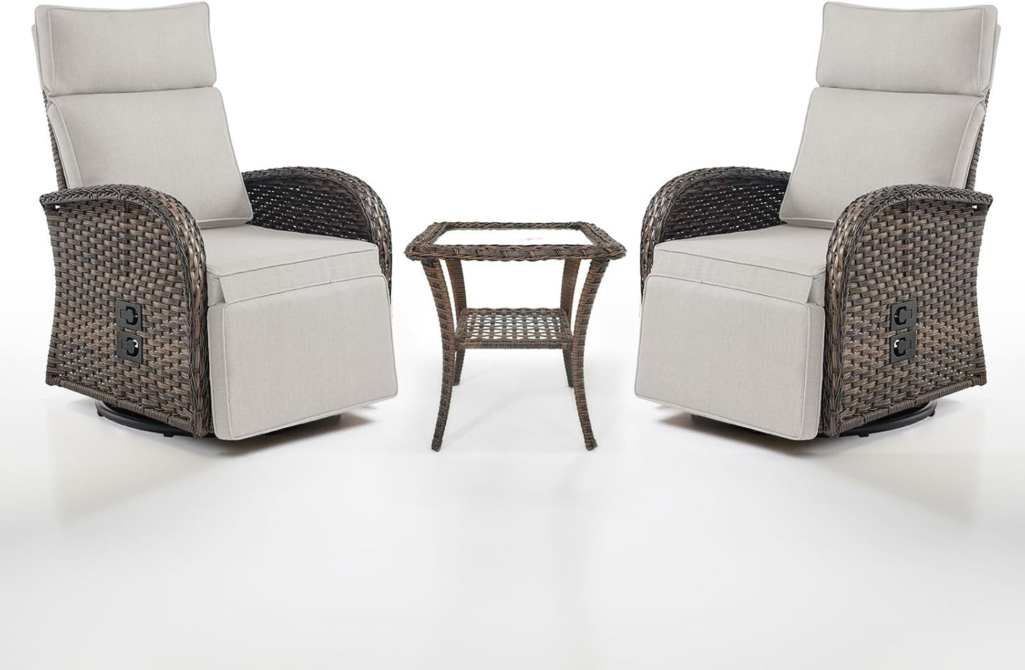 Dual-Adjust Outdoor Swivel Recliner Chair – Reclining Patio Chair with Adjustable Backrest and Footrest, All-Weather Wicker Chaise Lounge Chair Outdoor for Pool Deck Brown (Upgraded 2.0)