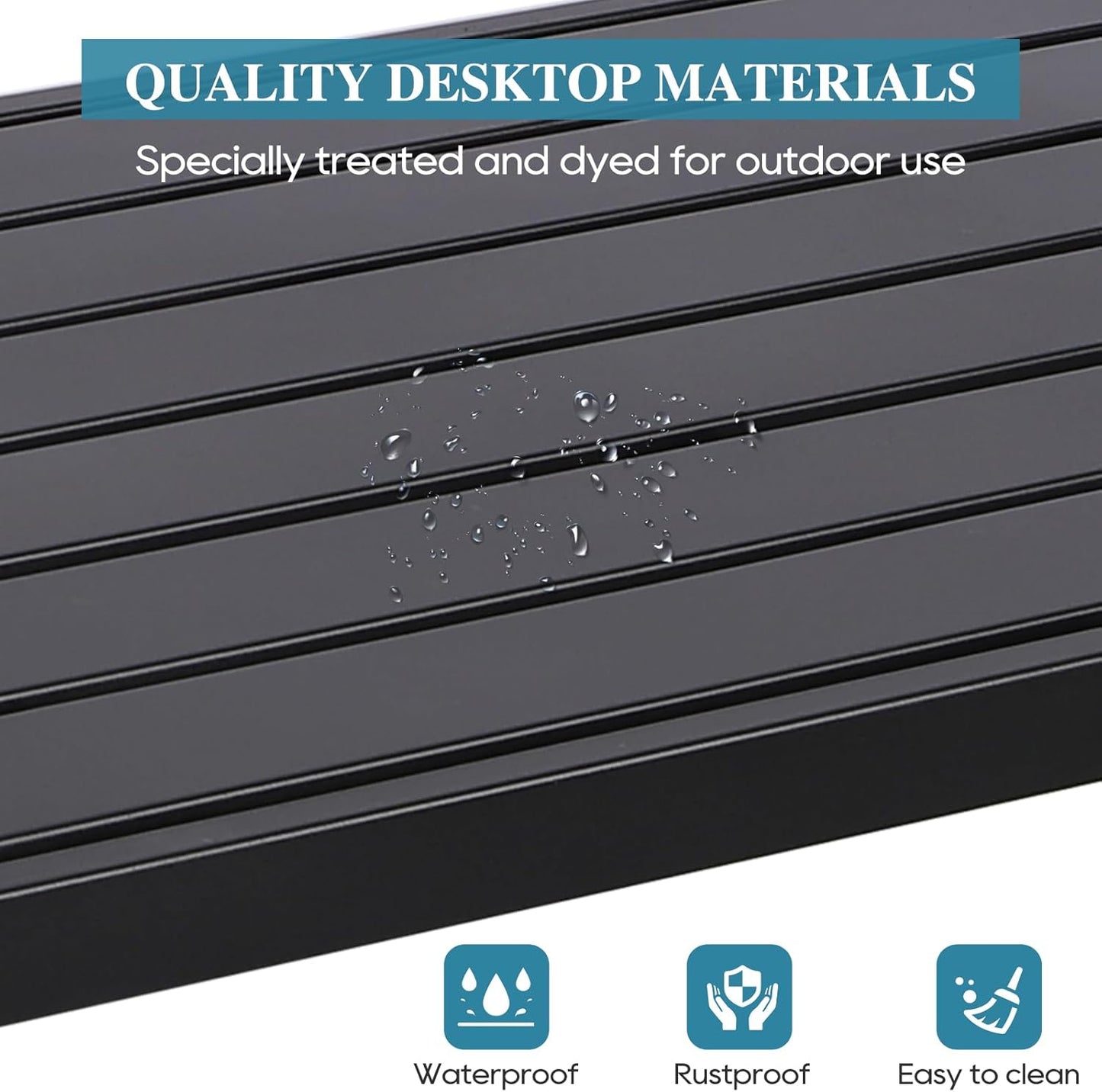 Outdoor Bar Table, Patio Console Pub Height Table with Powder Coated Steel Frame, Weather Resistant Waterproof Top for Hot Tub, Balcony, Garden, Yard, Poolside