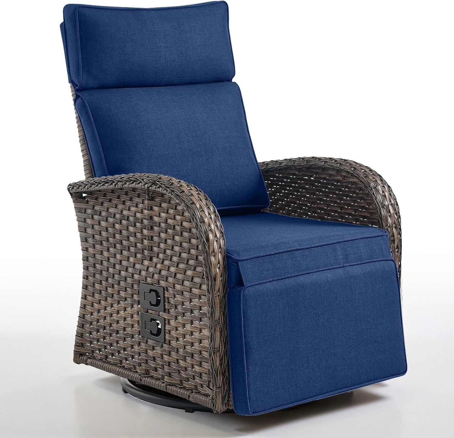 Dual-Adjust Outdoor Swivel Recliner Chair – Reclining Patio Chair with Adjustable Backrest and Footrest, All-Weather Wicker Chaise Lounge Chair Outdoor for Pool Deck Brown (Upgraded 2.0)