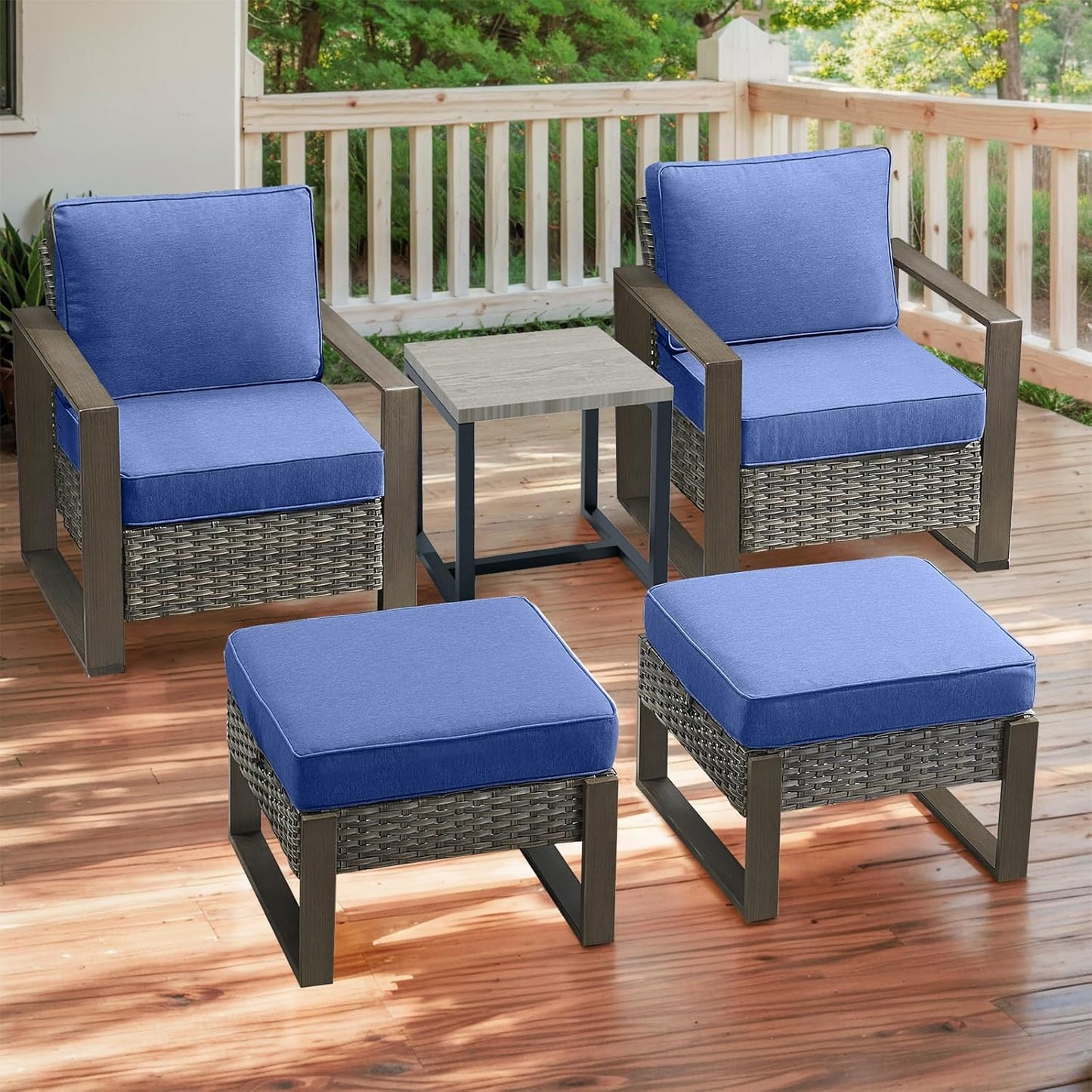 Outdoor Patio Swivel Rocker Chairs - Wicker Rattan Patio Swivel Rocking Chairs Set of 2 with Metal Wide Armrest, Thick Cushions and Deep Seating for Deck Porch Sunroom Garden(Brown/Grey)