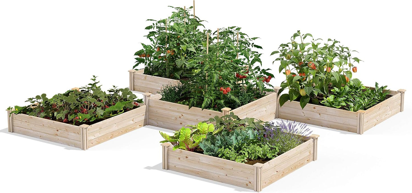 Greenes Fence Original Cedar Raised Garden Bed, 2' x 4' x 10.5" (3-Pack) - Made in USA with North American Cedar