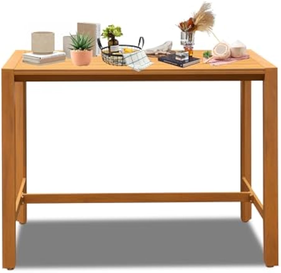 Domi Outdoor Bar Table, Patio Counter Bar Height Table Weather Resistant Waterproof for Garden, Yard, Balcony, Poolside, Indoor Use