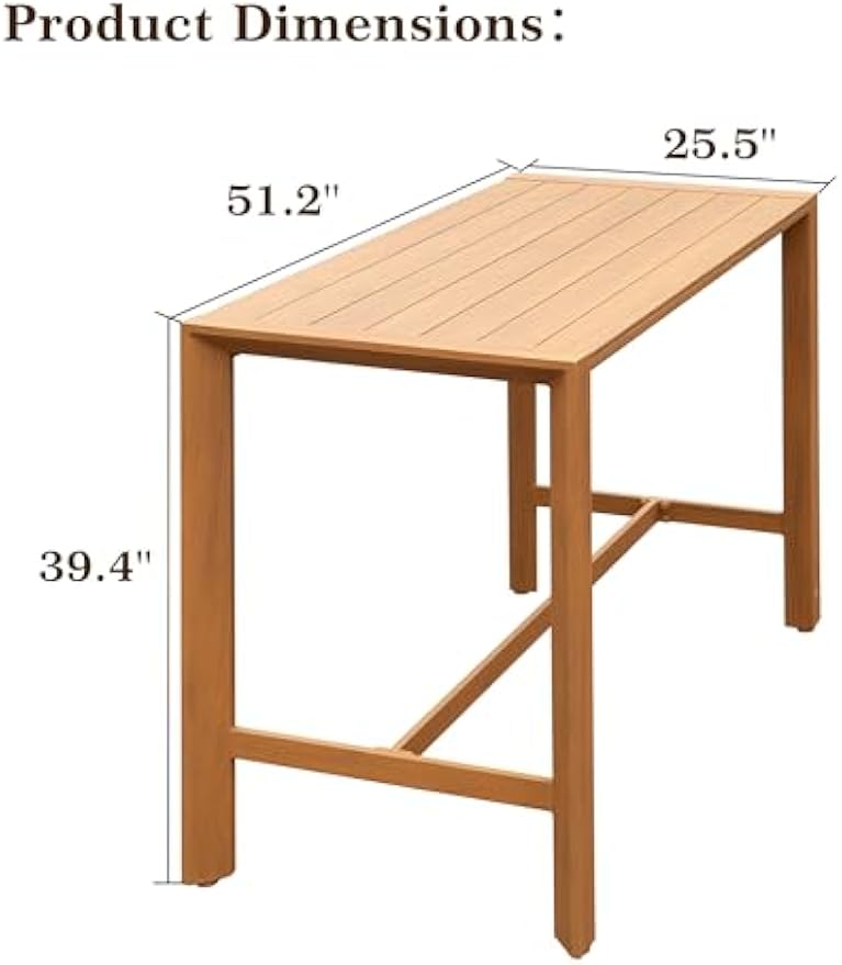 Domi Outdoor Bar Table, Patio Counter Bar Height Table Weather Resistant Waterproof for Garden, Yard, Balcony, Poolside, Indoor Use