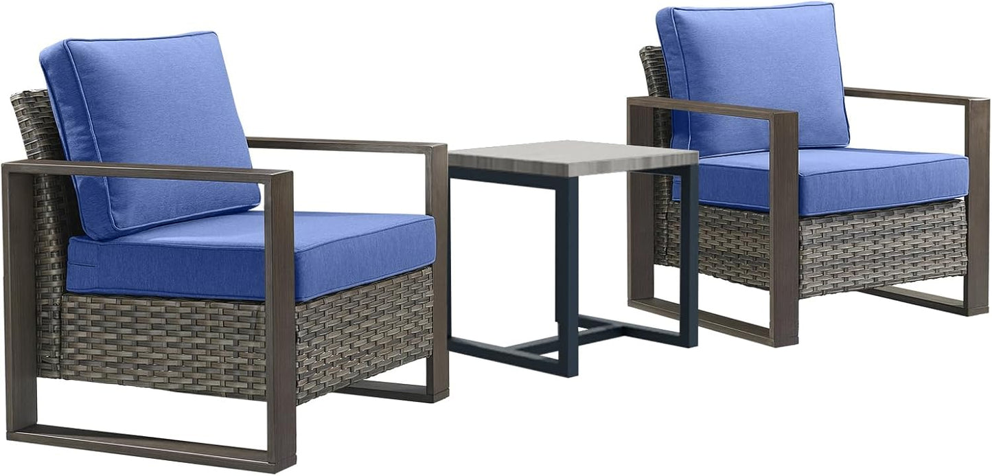 Outdoor Patio Swivel Rocker Chairs - Wicker Rattan Patio Swivel Rocking Chairs Set of 2 with Metal Wide Armrest, Thick Cushions and Deep Seating for Deck Porch Sunroom Garden(Brown/Grey)