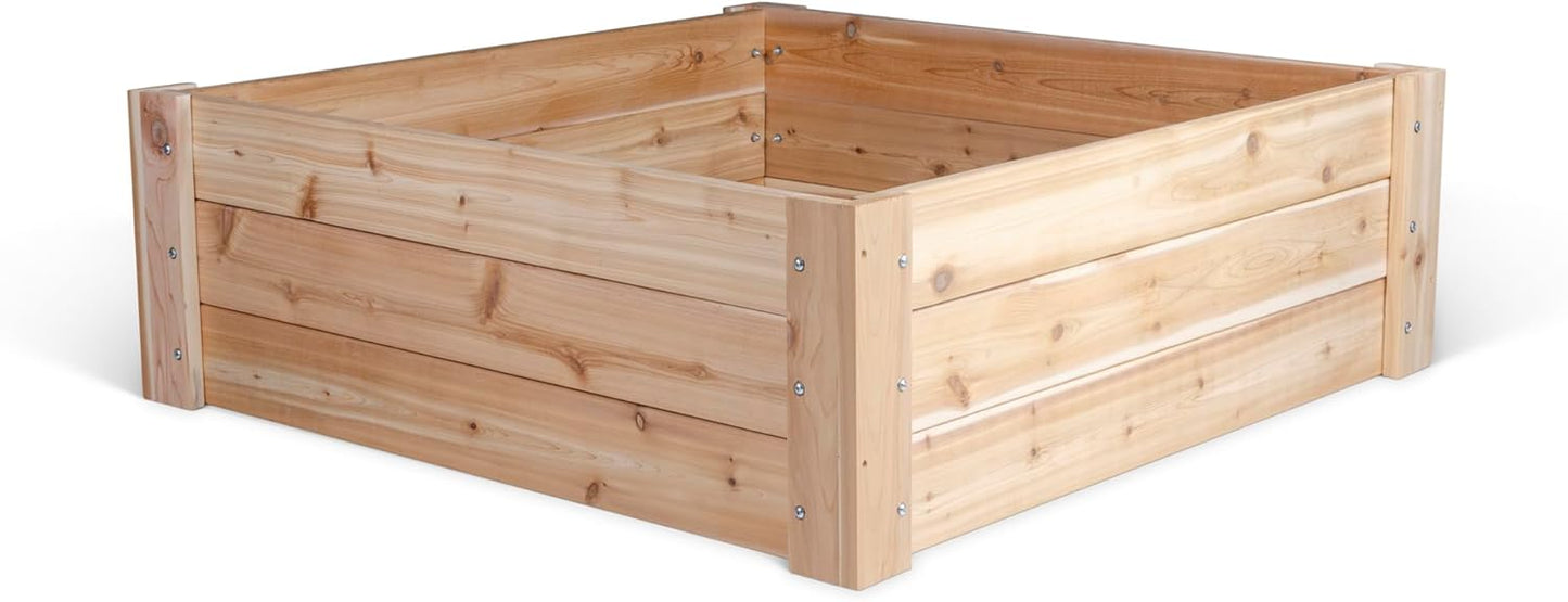 Infinite Cedar Premium Cedar Raised Garden Bed - 1" Thick Wood (4' x 4' x 11" H)