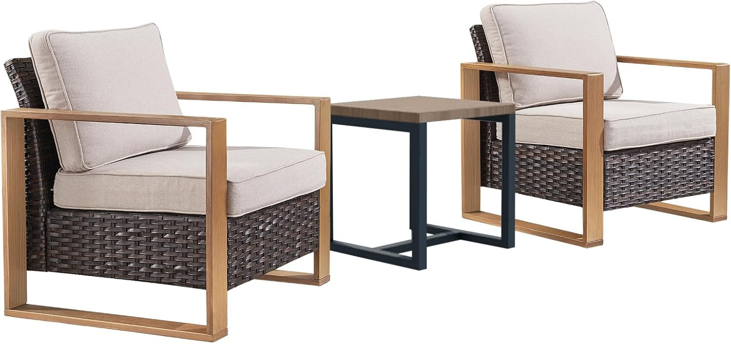Outdoor Patio Swivel Rocker Chairs - Wicker Rattan Patio Swivel Rocking Chairs Set of 2 with Metal Wide Armrest, Thick Cushions and Deep Seating for Deck Porch Sunroom Garden(Brown/Grey)