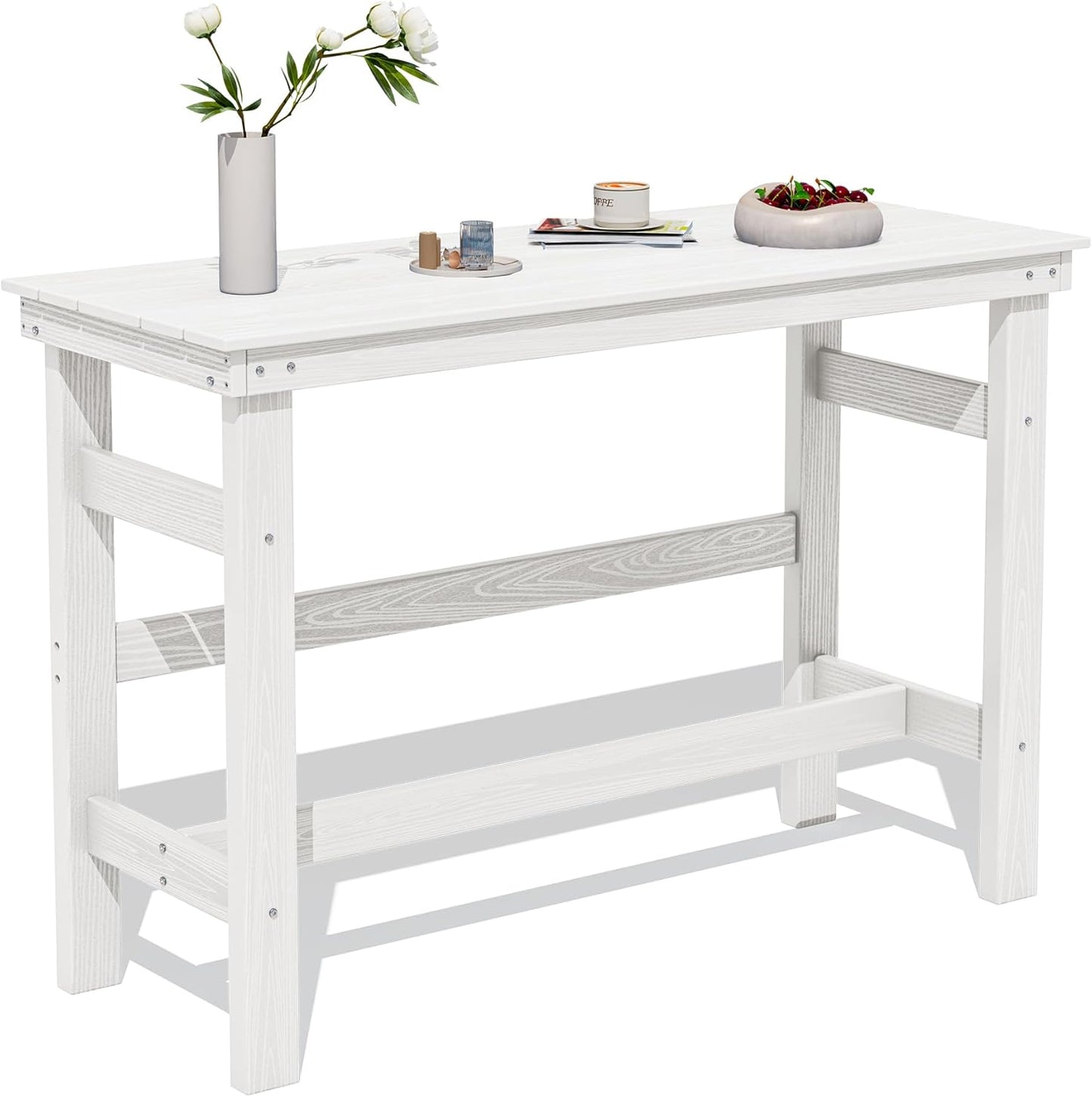 SERWALL 41" Outdoor Bar Table, All Weather HDPE Patio Bar Counter Height Table, Rectangle Patio Bar Table for Outside, Garden, Backyard, Balcony, Poolside, Grey