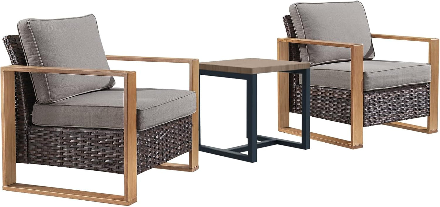 Outdoor Patio Swivel Rocker Chairs - Wicker Rattan Patio Swivel Rocking Chairs Set of 2 with Metal Wide Armrest, Thick Cushions and Deep Seating for Deck Porch Sunroom Garden(Brown/Grey)