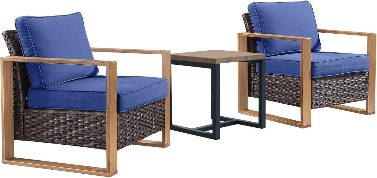 Outdoor Patio Swivel Rocker Chairs - Wicker Rattan Patio Swivel Rocking Chairs Set of 2 with Metal Wide Armrest, Thick Cushions and Deep Seating for Deck Porch Sunroom Garden(Brown/Grey)