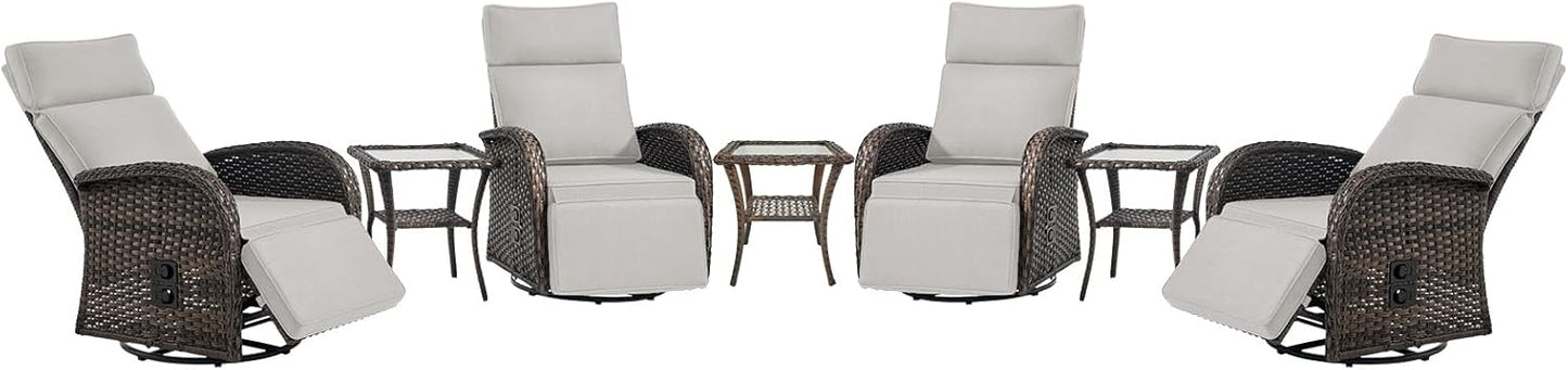 Dual-Adjust Outdoor Swivel Recliner Chair – Reclining Patio Chair with Adjustable Backrest and Footrest, All-Weather Wicker Chaise Lounge Chair Outdoor for Pool Deck Brown (Upgraded 2.0)