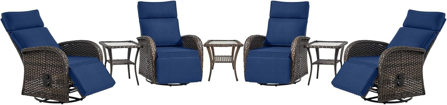 Dual-Adjust Outdoor Swivel Recliner Chair – Reclining Patio Chair with Adjustable Backrest and Footrest, All-Weather Wicker Chaise Lounge Chair Outdoor for Pool Deck Brown (Upgraded 2.0)