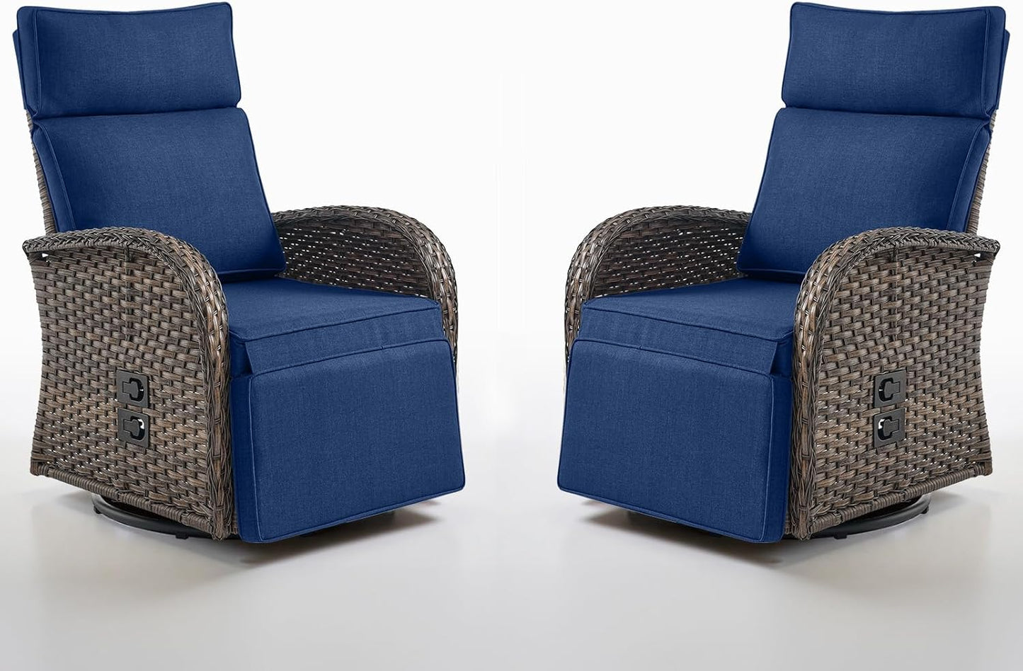 Dual-Adjust Outdoor Swivel Recliner Chair – Reclining Patio Chair with Adjustable Backrest and Footrest, All-Weather Wicker Chaise Lounge Chair Outdoor for Pool Deck Brown (Upgraded 2.0)