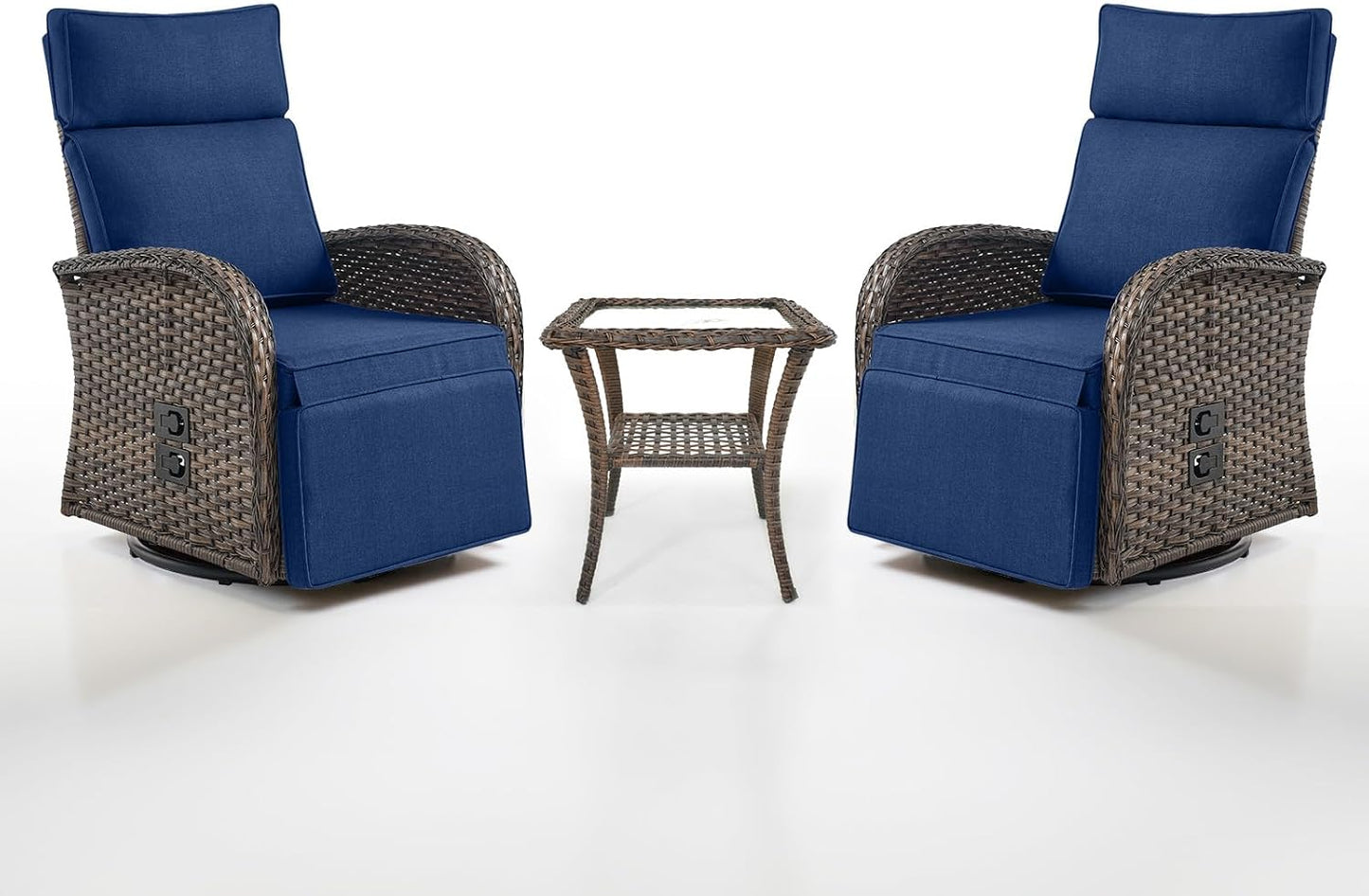 Dual-Adjust Outdoor Swivel Recliner Chair – Reclining Patio Chair with Adjustable Backrest and Footrest, All-Weather Wicker Chaise Lounge Chair Outdoor for Pool Deck Brown (Upgraded 2.0)