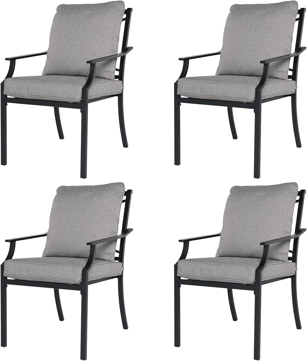 Grand patio Dining Chairs Set of 2，Outdoor Swivel Patio Dining Chairs Set of 2，Swivel Rocker Dining Chair，Outdoor Dining Chairs with Grey Cushions, Patio Chairs for Outside, Garden Lawn Porch