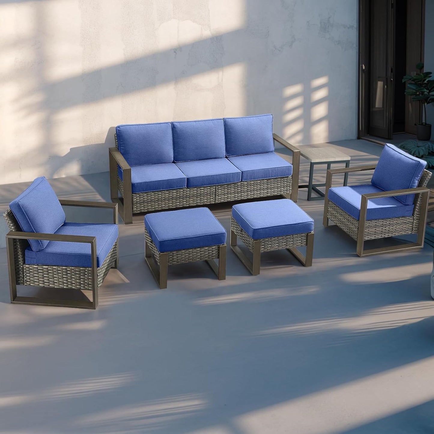Outdoor Patio Swivel Rocker Chairs - Wicker Rattan Patio Swivel Rocking Chairs Set of 2 with Metal Wide Armrest, Thick Cushions and Deep Seating for Deck Porch Sunroom Garden(Brown/Grey)