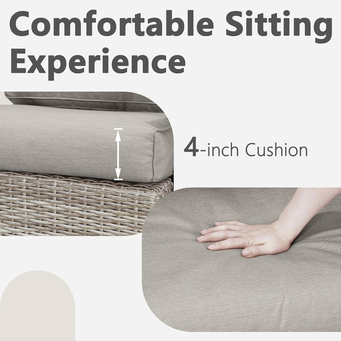 2 PCS Outdoor Patio Furniture Set, Oversized Swivel Patio Chairs Set of 2, Outdoor Swivel Rocking Glider Chairs Set, Brown/Taupe PE Wicker Rocking Chair with Cushion