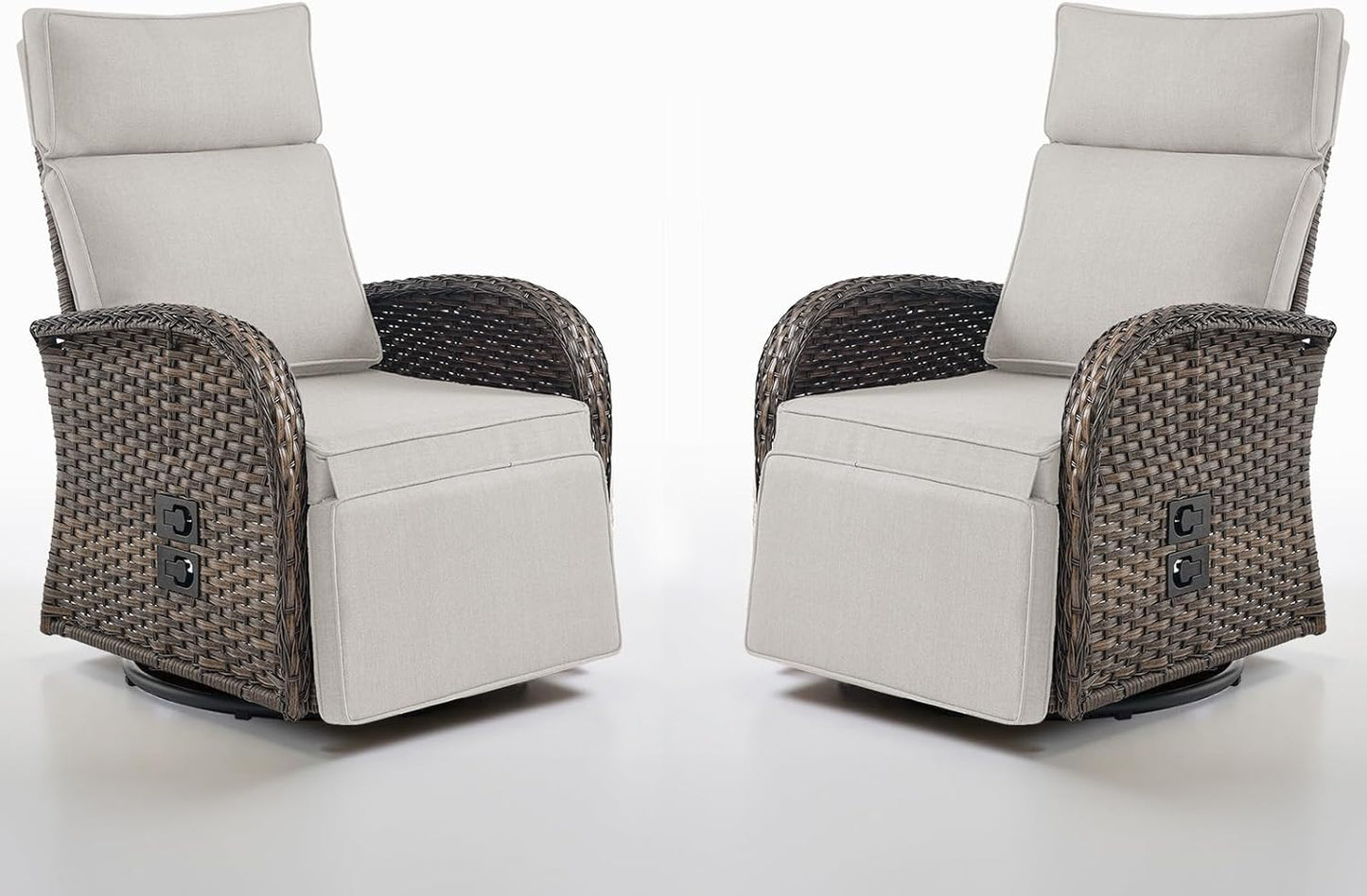 Dual-Adjust Outdoor Swivel Recliner Chair – Reclining Patio Chair with Adjustable Backrest and Footrest, All-Weather Wicker Chaise Lounge Chair Outdoor for Pool Deck Brown (Upgraded 2.0)