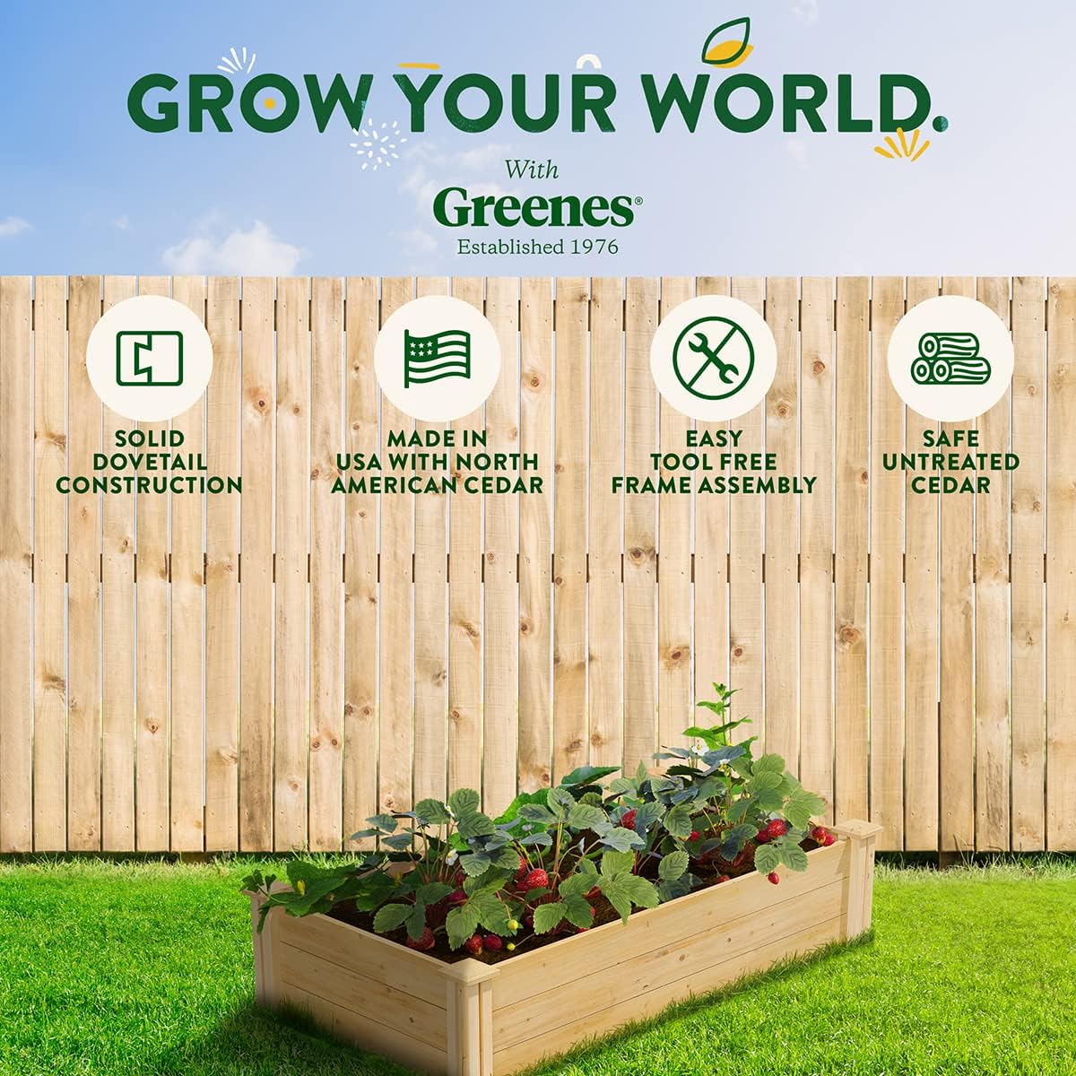 Greenes Fence Original Cedar Raised Garden Bed, 2' x 4' x 10.5" (3-Pack) - Made in USA with North American Cedar