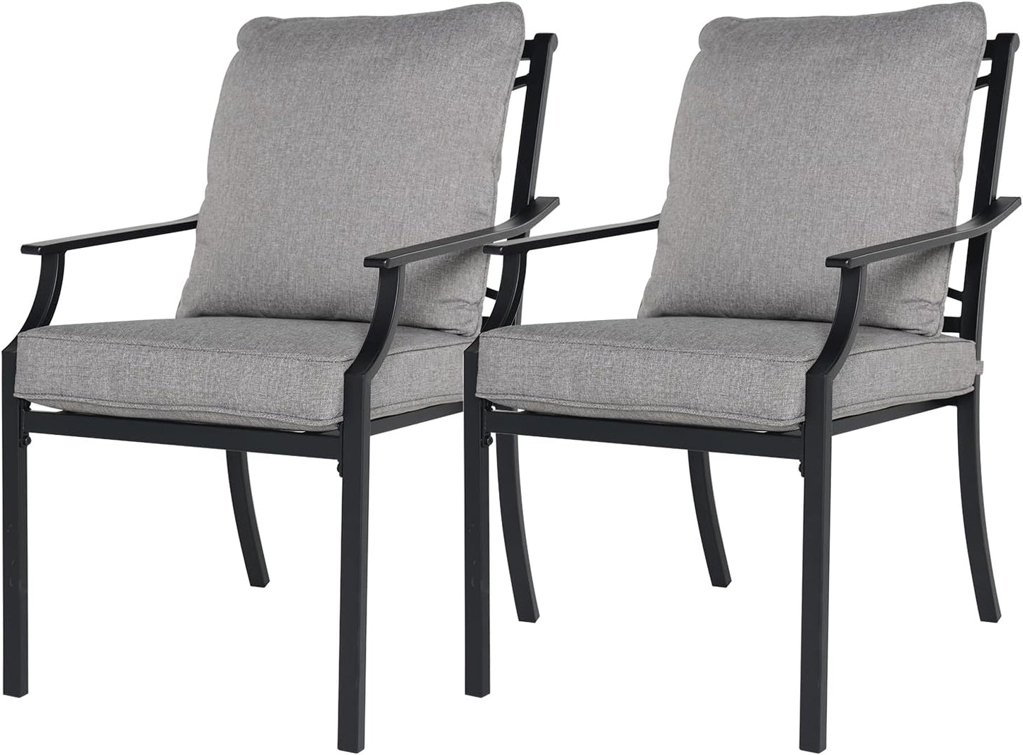 Grand patio Dining Chairs Set of 2，Outdoor Swivel Patio Dining Chairs Set of 2，Swivel Rocker Dining Chair，Outdoor Dining Chairs with Grey Cushions, Patio Chairs for Outside, Garden Lawn Porch