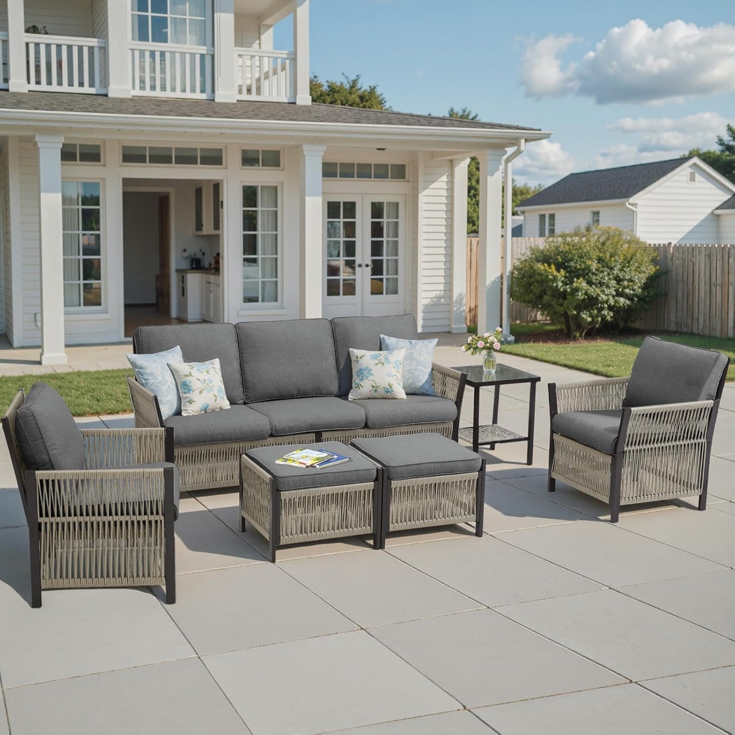 Wicker Swivel Rocker Patio Chairs, Patio Wicker Chairs Swivel Rocker Set of 2 Comfy Glider Rocking Chair Outdoor Conversation Furniture Set for Deck Porch Sunroom Backyard, Beige