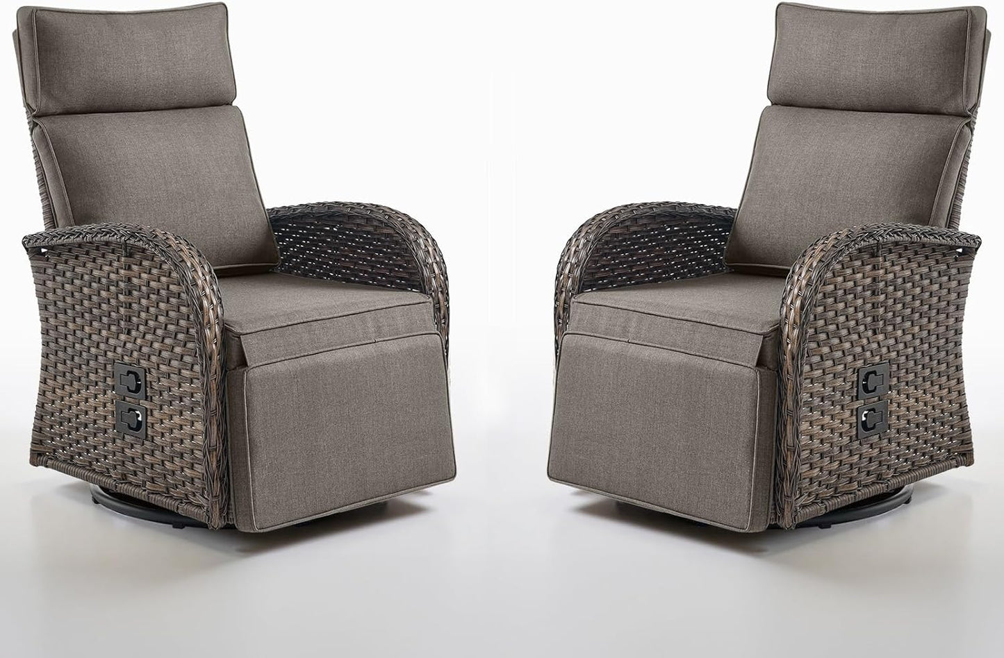 Dual-Adjust Outdoor Swivel Recliner Chair – Reclining Patio Chair with Adjustable Backrest and Footrest, All-Weather Wicker Chaise Lounge Chair Outdoor for Pool Deck Brown (Upgraded 2.0)