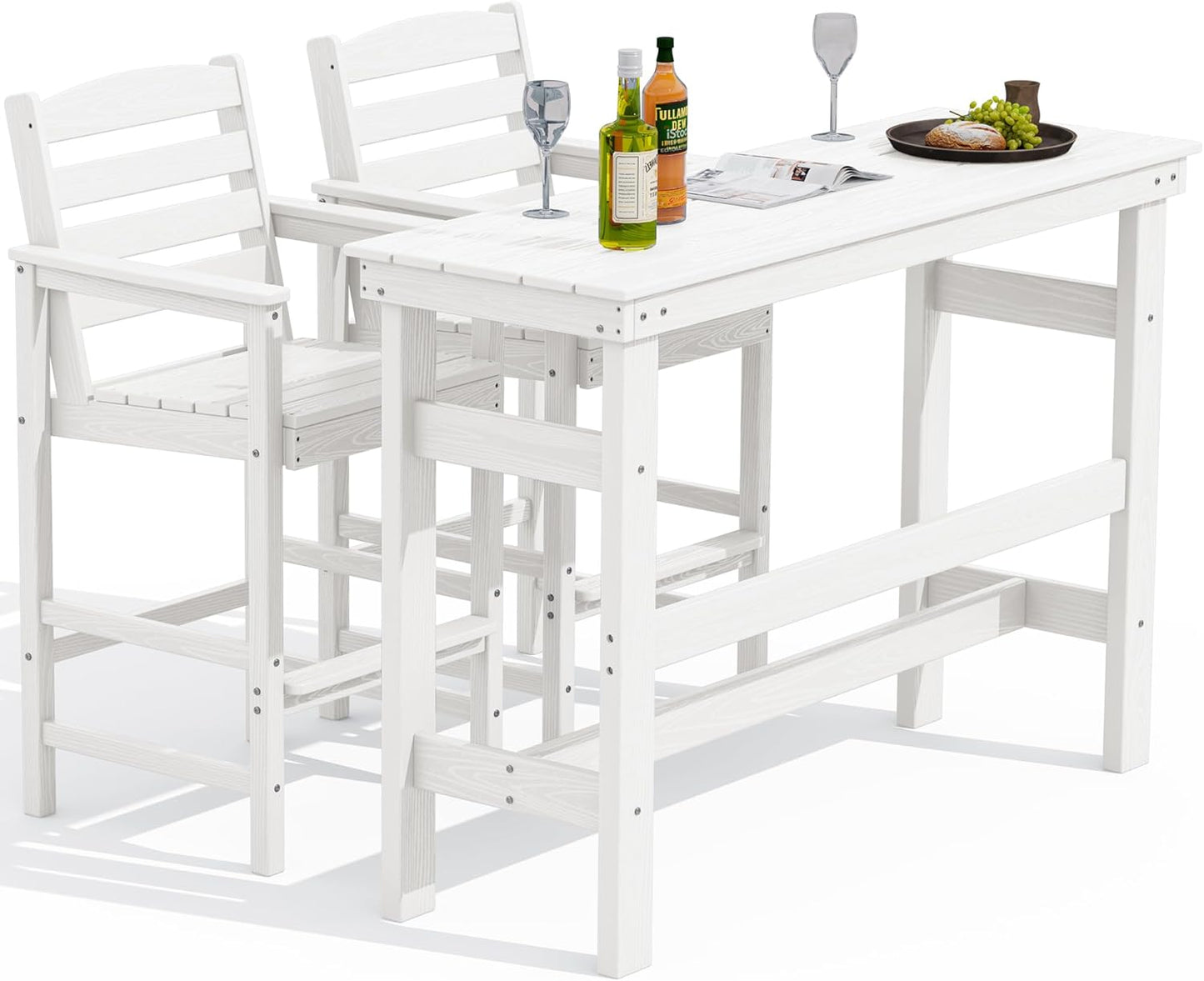 SERWALL 41" Outdoor Bar Table, All Weather HDPE Patio Bar Counter Height Table, Rectangle Patio Bar Table for Outside, Garden, Backyard, Balcony, Poolside, Grey