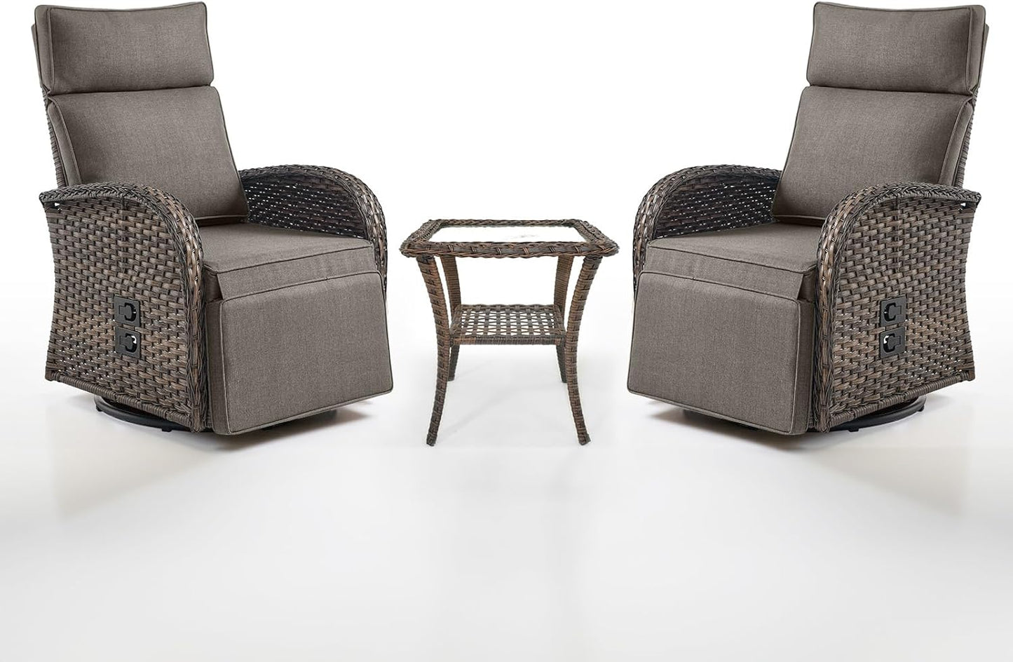 Dual-Adjust Outdoor Swivel Recliner Chair – Reclining Patio Chair with Adjustable Backrest and Footrest, All-Weather Wicker Chaise Lounge Chair Outdoor for Pool Deck Brown (Upgraded 2.0)