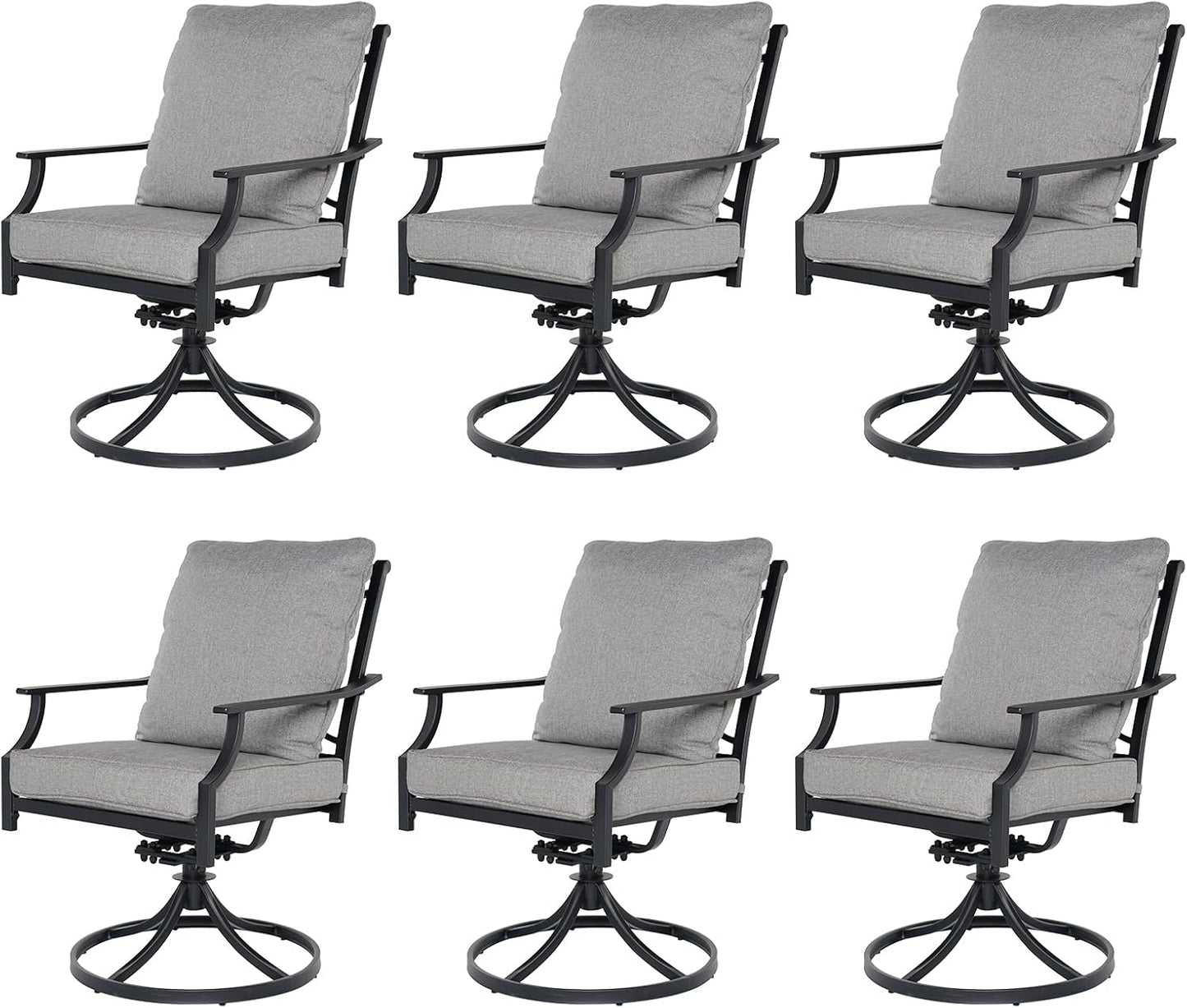 Grand patio Dining Chairs Set of 2，Outdoor Swivel Patio Dining Chairs Set of 2，Swivel Rocker Dining Chair，Outdoor Dining Chairs with Grey Cushions, Patio Chairs for Outside, Garden Lawn Porch