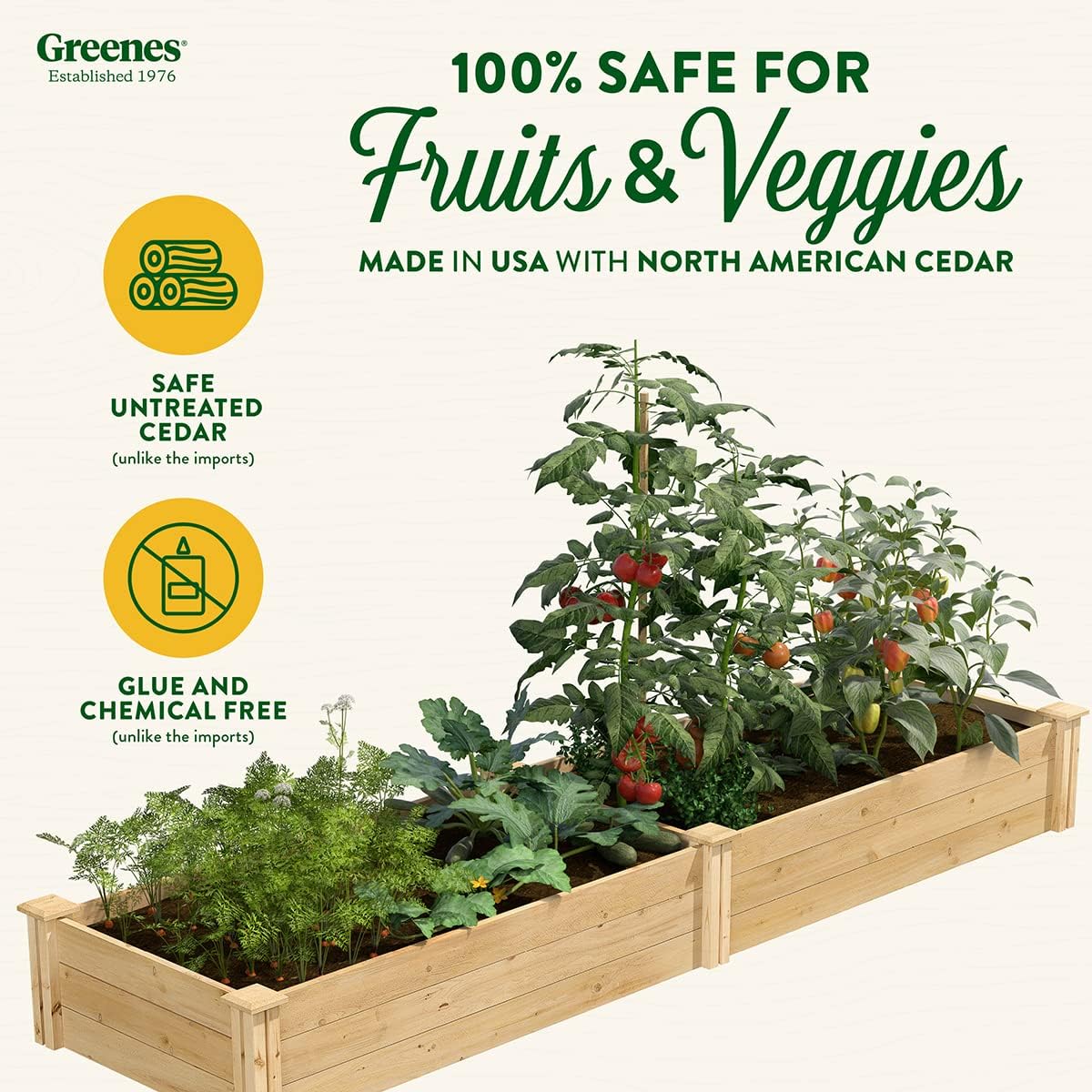 Greenes Fence Original Cedar Raised Garden Bed, 2' x 8' x 10.5" (2-Pack) - Made in USA with North American Cedar