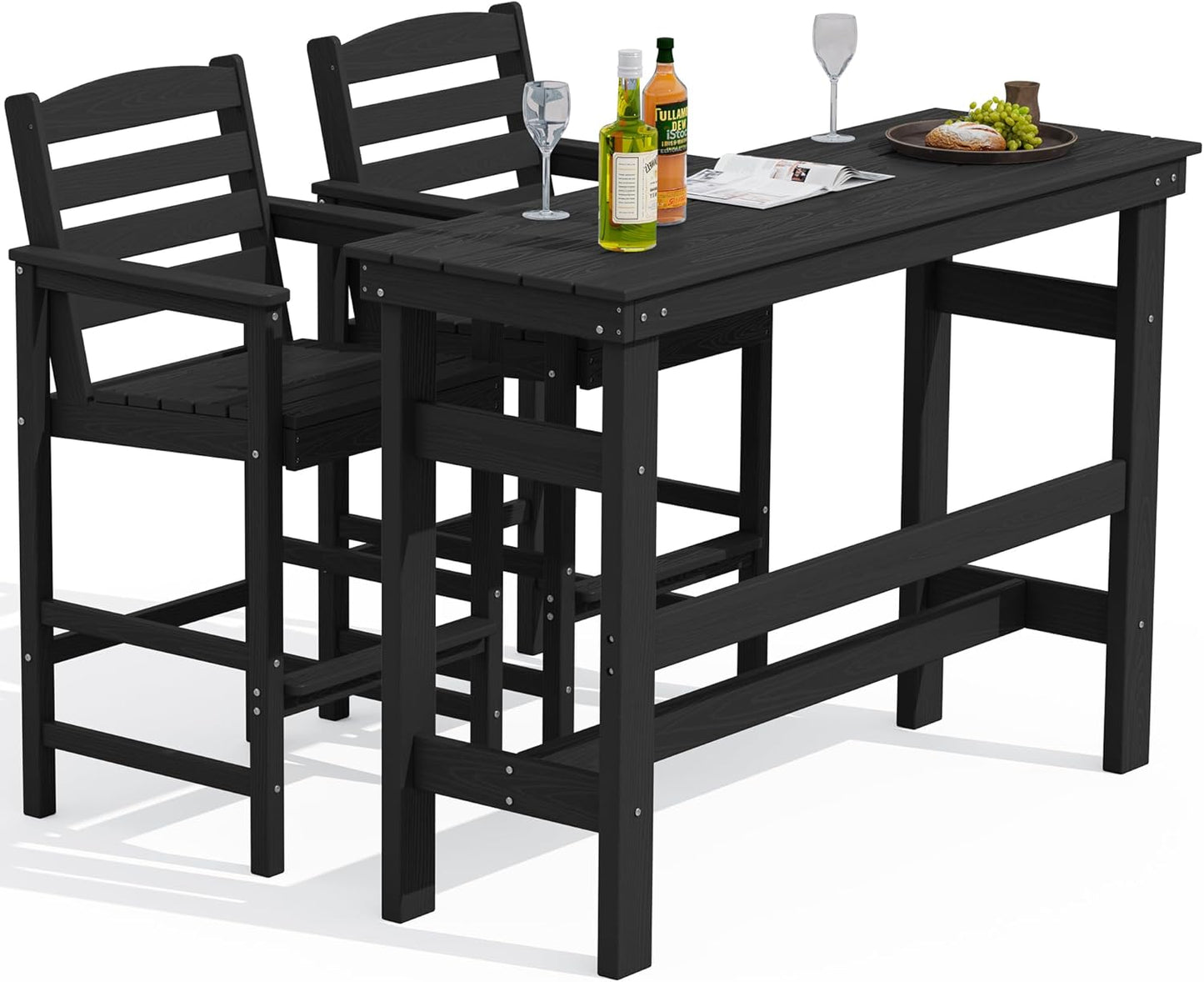 SERWALL 41" Outdoor Bar Table, All Weather HDPE Patio Bar Counter Height Table, Rectangle Patio Bar Table for Outside, Garden, Backyard, Balcony, Poolside, Grey