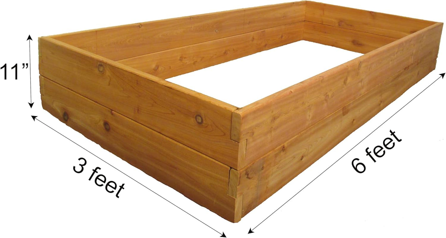 Infinite Cedar Premium Cedar Raised Garden Bed - 3' x 6' x 11" - Handcrafted in Maine from North American Western Red Cedar Wood