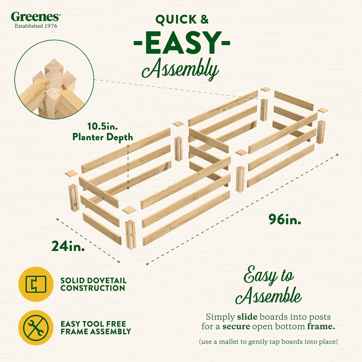 Greenes Fence Original Cedar Raised Garden Bed, 2' x 8' x 10.5" (2-Pack) - Made in USA with North American Cedar