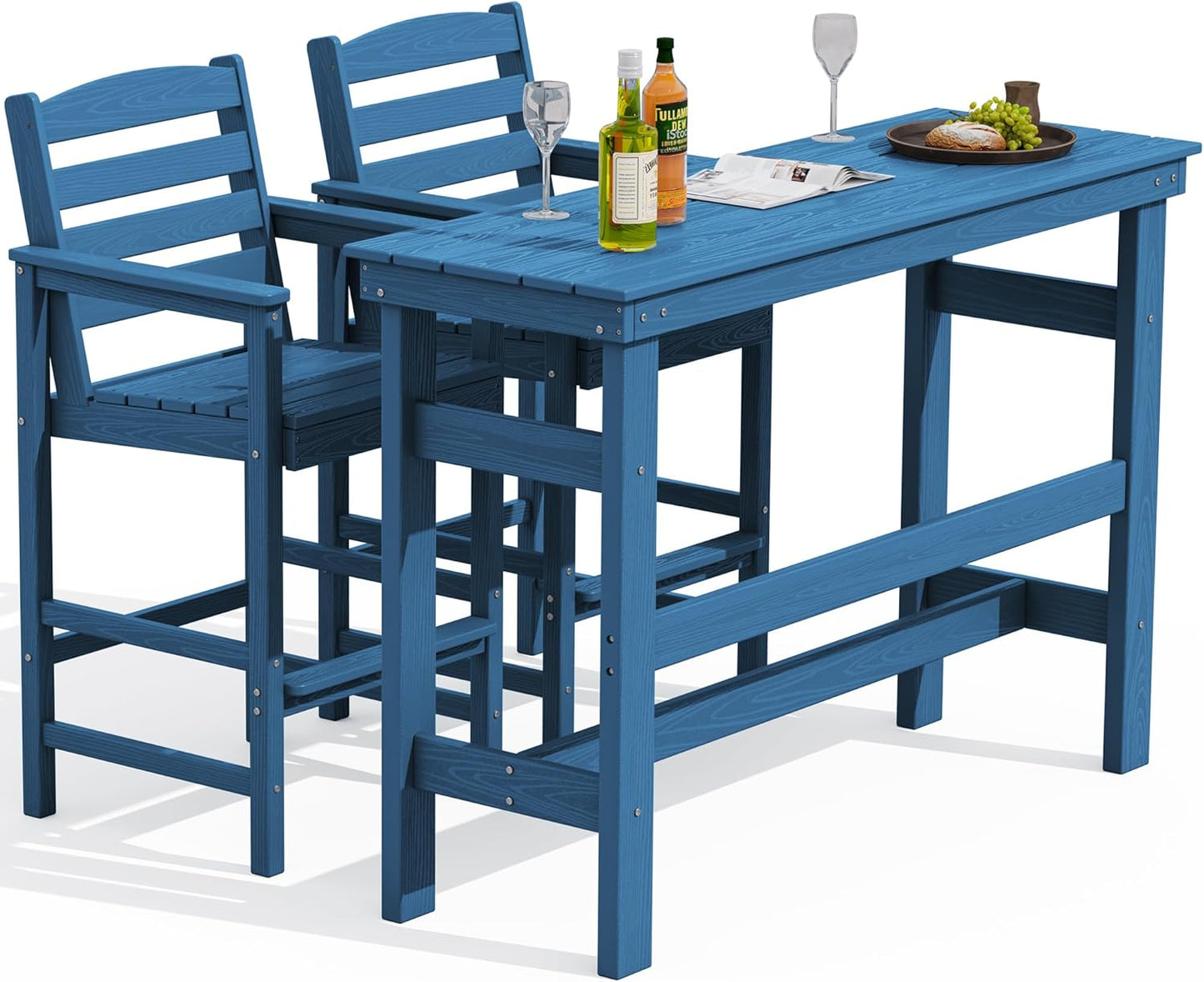 SERWALL 41" Outdoor Bar Table, All Weather HDPE Patio Bar Counter Height Table, Rectangle Patio Bar Table for Outside, Garden, Backyard, Balcony, Poolside, Grey