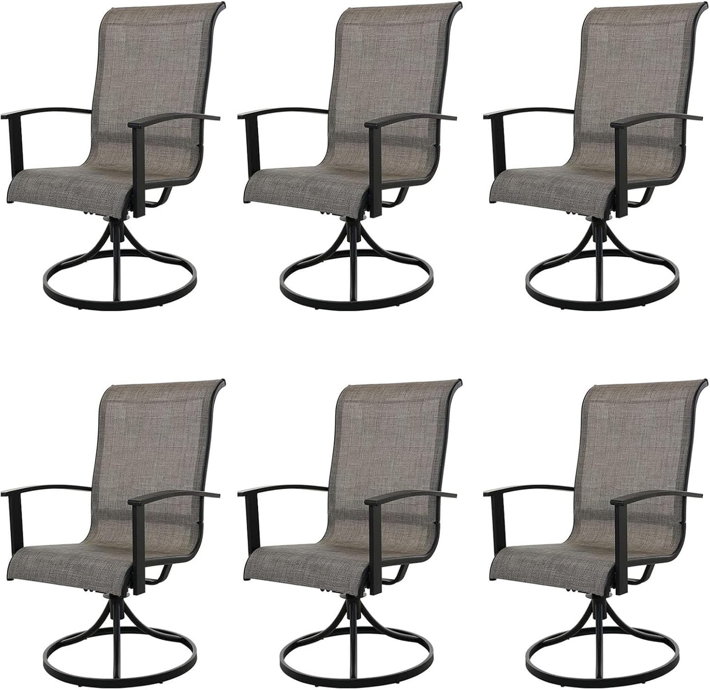 Grand patio Outdoor Swivel Dining Chairs Set of 2, 360 Degree Mesh Sling Rocker Sets for Deck, Garden Backyard, Black & Grey Plaid