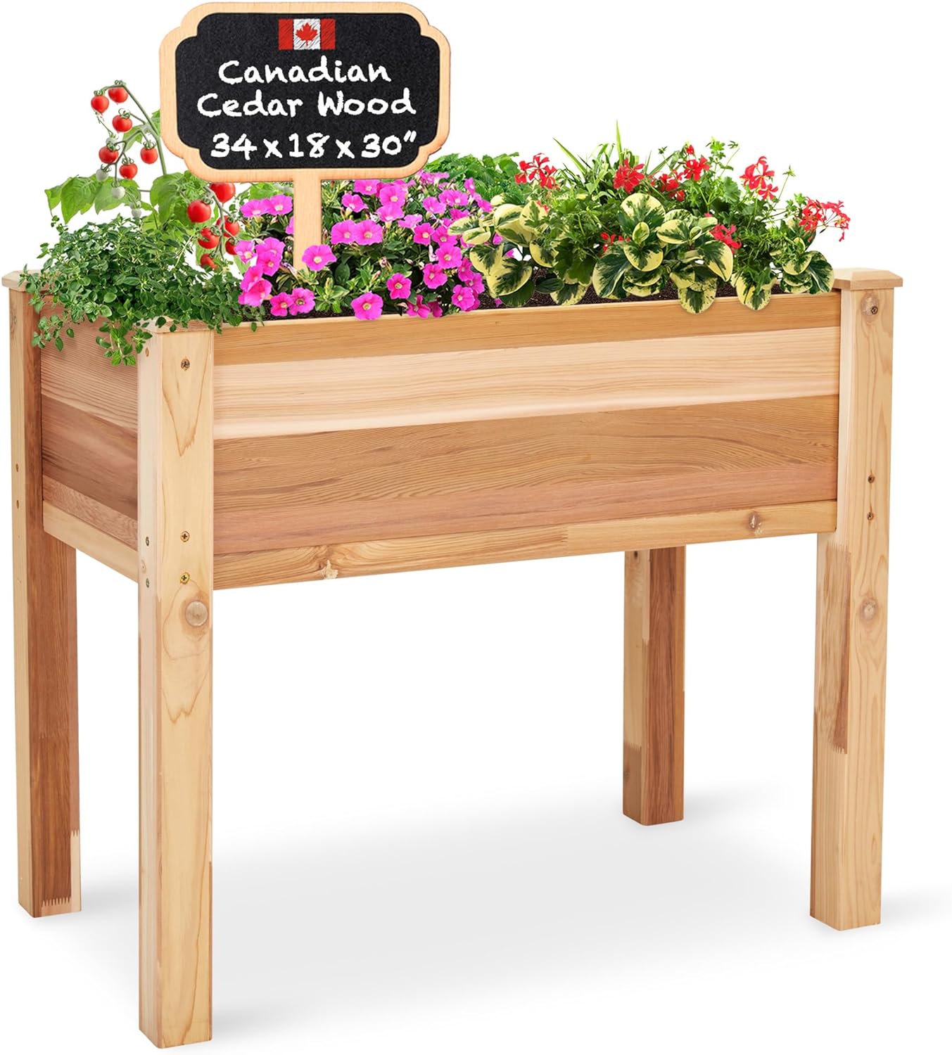 Jumbl, Cedar Raised Garden Bed, Elevated Wood Planter for Growing Fresh Herbs, Vegetables, Flowers, Succulents - 72x23x30”