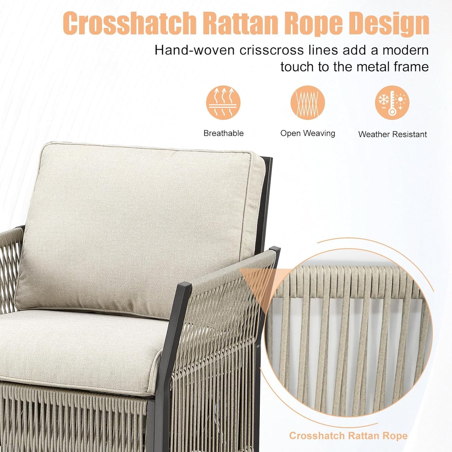 Wicker Swivel Rocker Patio Chairs, Patio Wicker Chairs Swivel Rocker Set of 2 Comfy Glider Rocking Chair Outdoor Conversation Furniture Set for Deck Porch Sunroom Backyard, Beige