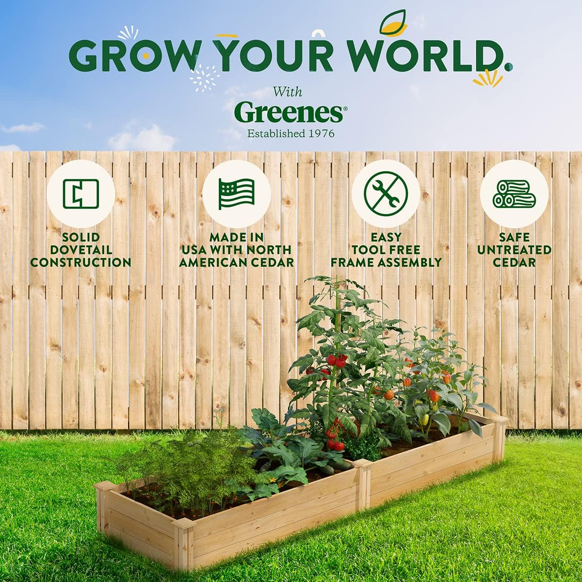Greenes Fence Original Cedar Raised Garden Bed, 2' x 8' x 10.5" (2-Pack) - Made in USA with North American Cedar