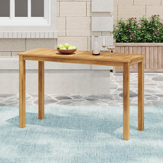 Christopher Knight Home Zigg Rectangular Outdoor Bar Table, Acacia Wood Bar Height Table with Slatted Top, Patio Accent Table, Coffee Bar Table for Garden/Balcony/Breakfast, Light Teak