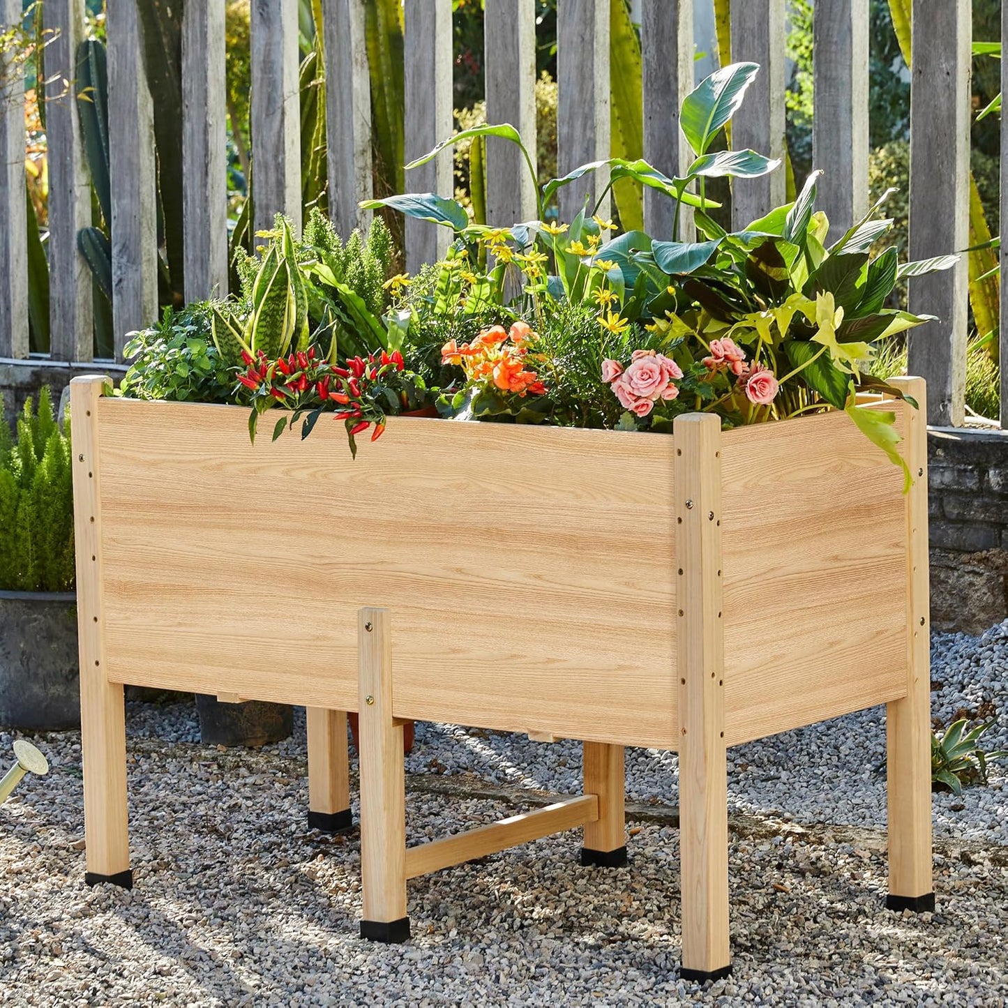 Amerlife 8x2 Ft Raised Garden Bed, 16 Inch Depth Featuring Legs, Drainage Holes, Ideal for Vegetables, Flowers, Herbs, Elevated Wood Planter Box for Balcony, Patio, Backyard, Easy Assembly